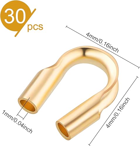 Miniatura 2 de BENECREAT 30 piezas de alambre de latón chapado en oro de 14 quilates, protector de alambre de guardián en forma de U, bucles de protección para