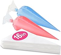 Naiircool 16 Inch Disposable Piping Bags 50 Pack - Large Capacity Cake Decorating Bags, Burst-Resistant Icing Frosting Pastry Bags