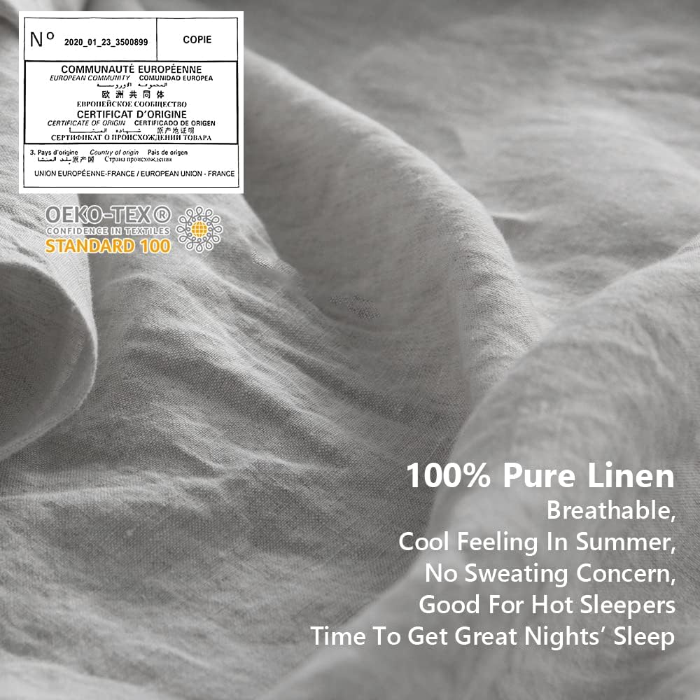 Flаѕh Dеаlѕ - 70% оƒƒ Simple&Opulence 100% Linen Sheet Set with Embroidery Washed - 4 Pieces (1 Flat Sheet & 1 Fitted Sheet & 2 Pillowcases) Natural Flax Soft Bedding Breathable Farmhouse - Light Grey, King Size