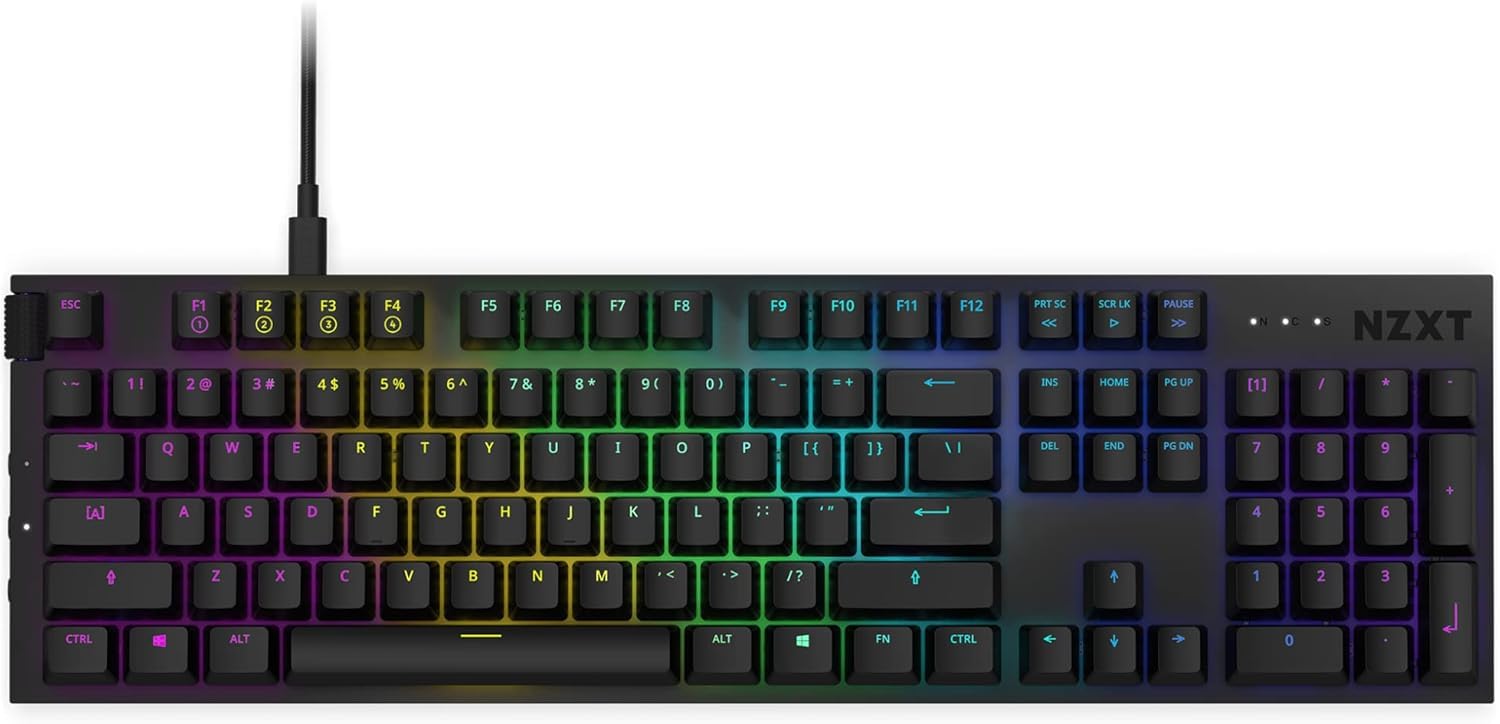 NZXT Function 2-2024 Full-Size Optical Gaming Keyboard | Illuminated RGB | 8K Polling Rate | Linear Optical Switches | Adjustable Actuation | Hot Swappable | Wrist Rest | Black UK (QWERTY) — view 24