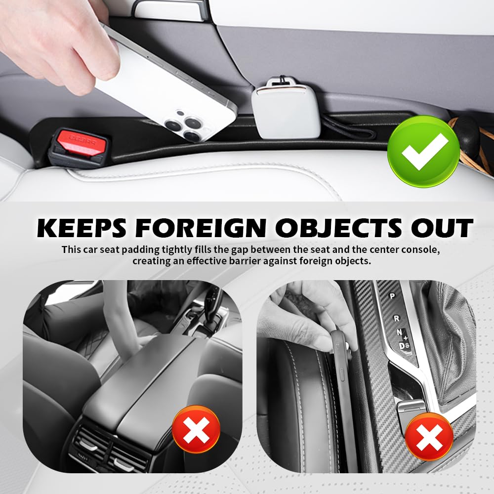 YGDMD 2PCS Car Seat Gap Filler Organizer 3 in 1 Car Seat Side Gap Filler with Hook for — view 3