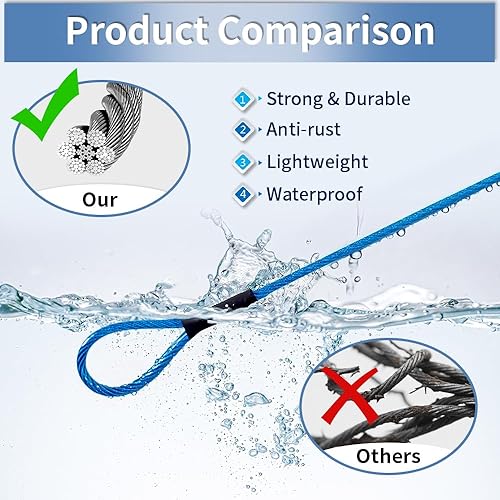 Miniatura 3 de Cable de seguridad de acero inoxidable para viajes al aire libre de 0.130 in (18 pulgadas), cable de seguridad de 4 pies para bloqueo de equipaje,