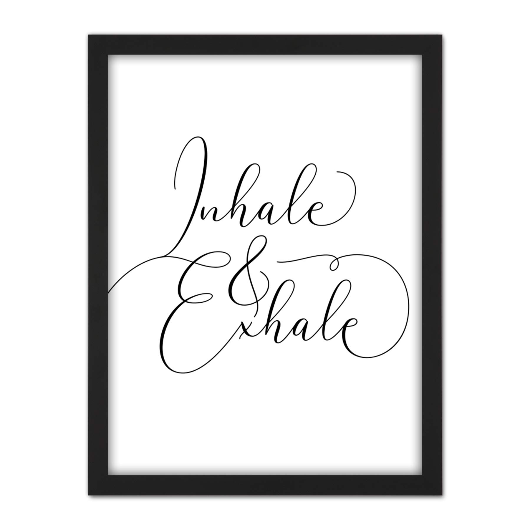 Wee Blue Coo Inhale And Exhale Modern Typography Artwork Framed Wall Art Print 18X24 Inch