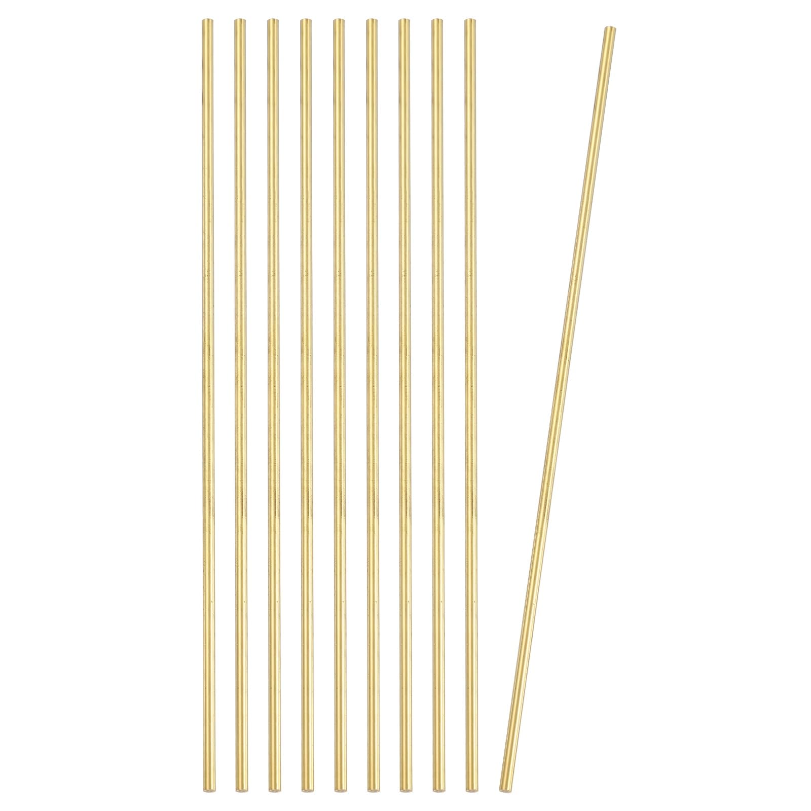 PATIKIL 10 Tiges En Laiton Rond, Diamètre 4mm, Longueur 26cm / 10.24 Pouces Barres En Laiton H59 Solides Pour DIY Bijoux Plaquage Réparation Cours De Science, Couleur Laiton