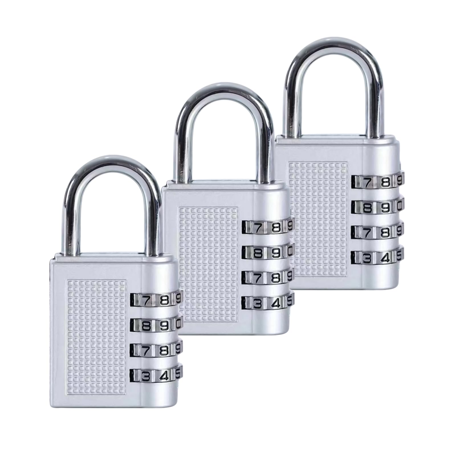 Hrlork Silver Combination Padlock 3 Packs School Locker Lock Outdoor Weatherproof Digit Padlock Resettable Code Lock
