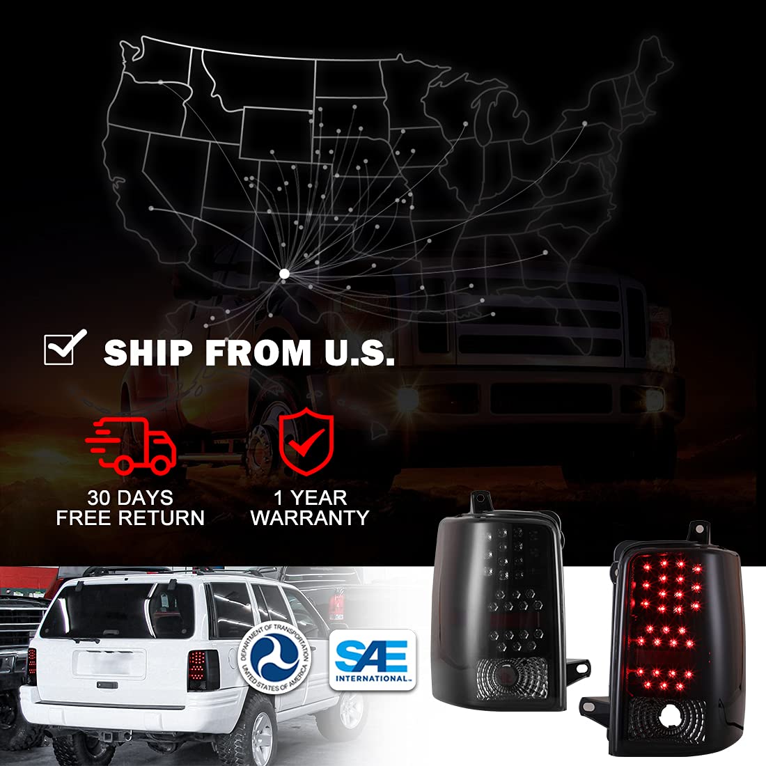 Buy LED Tail Lights Assembly for 1997 1998 Jeep Grand Cherokee, ROXX