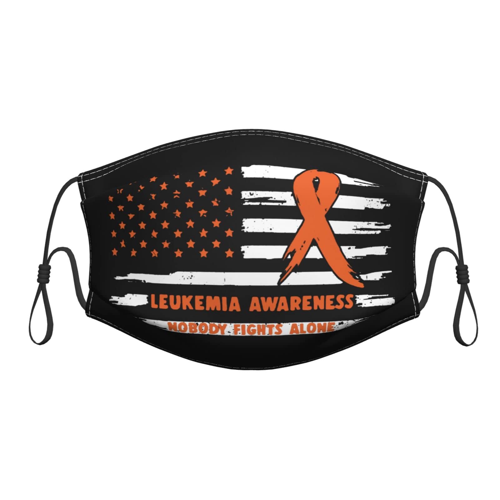 Leukemia Cancer Awareness America Flag Orange Ribbon Face Mask Adult Dust Washable Reusable with Filters