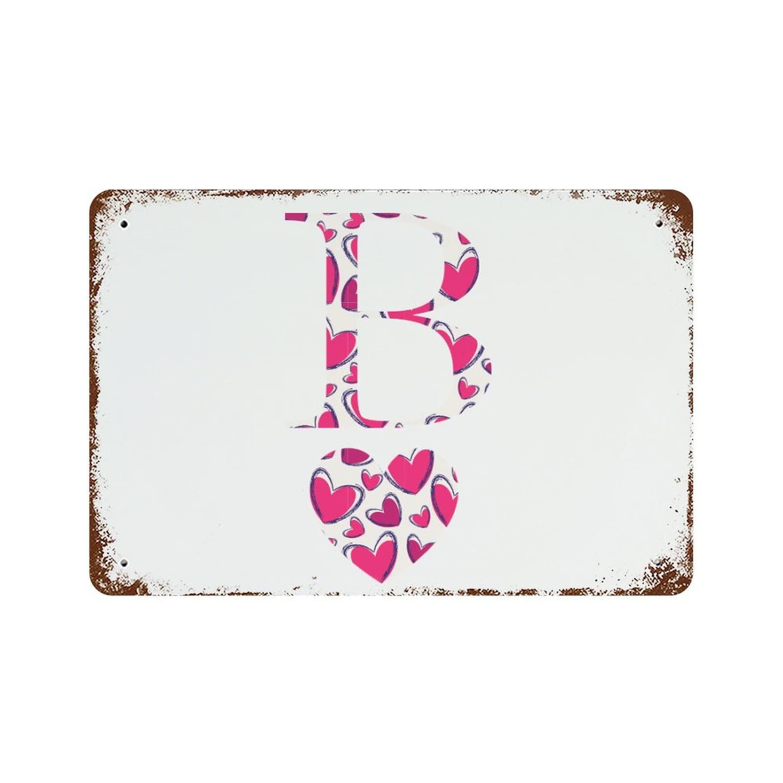 Panneau en métal Saint-Valentin cœur de l'alphabet B pour déco garage