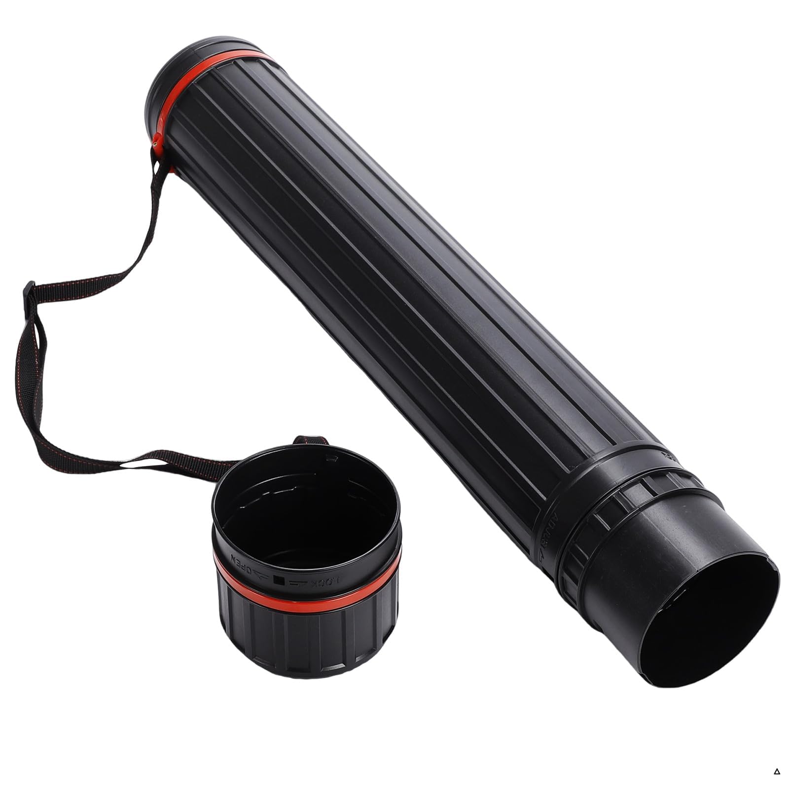 DEWEL Tube de Transport Télescopique pour Poster A0, 12 cm Diamètre, 76-125 cm, Tube à Dessin Plastique avec Bandoulière, Rouleau à Poster pour Affiches et Papier