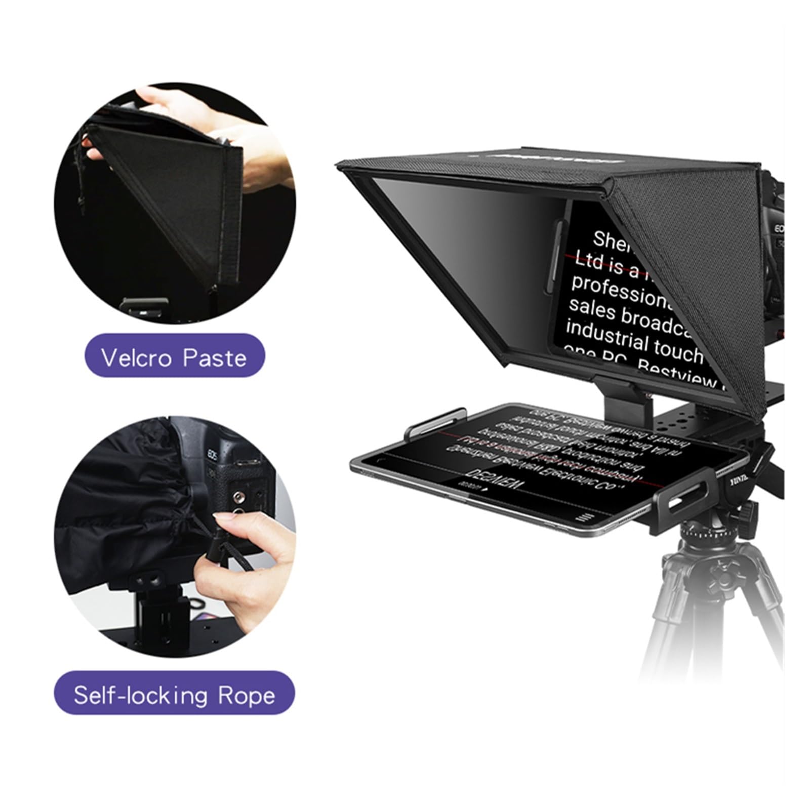 Teleprompter, T12 Teleprompter DSLR Micro Einzelkamera, zusammenklappbares HD-Display, unterstützt vertikale Aufnahme, Online-Prominente, Live-Interview, Online-Lehre Live-Streaming