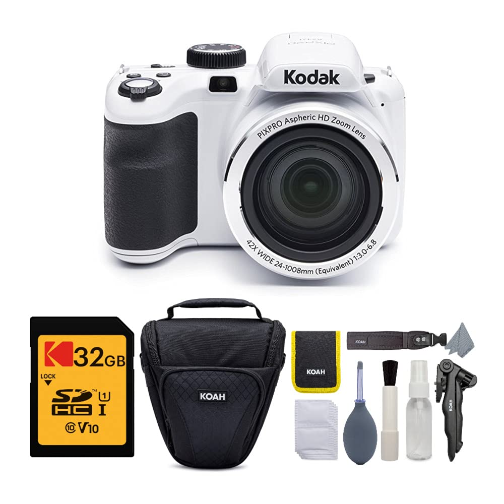 Amazon.com : KODAK PIXPRO AZ421 Astro Zoom 16MP Digital Camera with 42x  Optical Zoom (White) Bundle with 32GB SD Memory Card and Accessory Bundle  (3 Items) : Electronics
