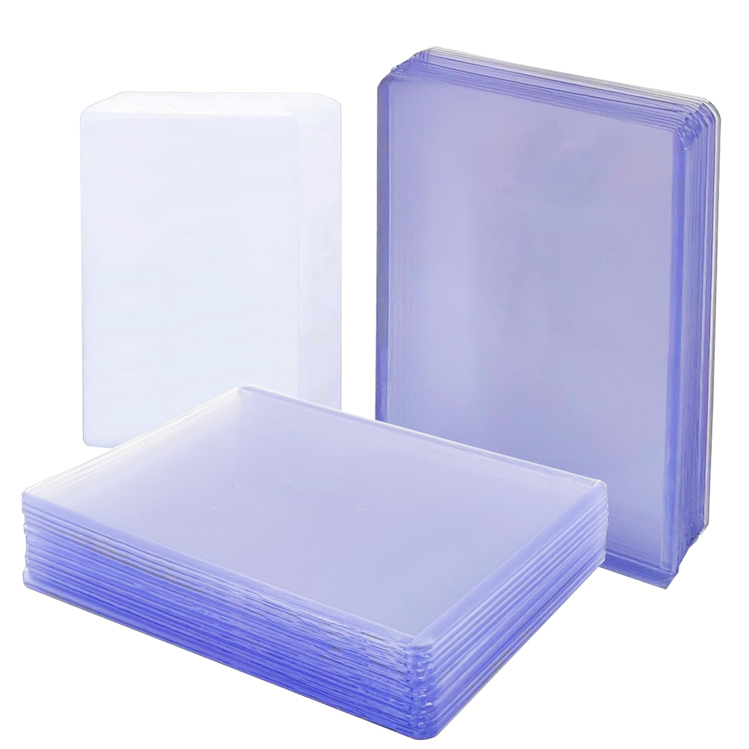 150 Pcs Trading Card Sleeves, 50Pcs 76 x 101mm 35PT Hard Plastic Card Sleeves + 100Pcs Transparent Soft Sleeves for Standard Card,Pokemon MTG Hockey Golf Sports Cards(2 Styles)