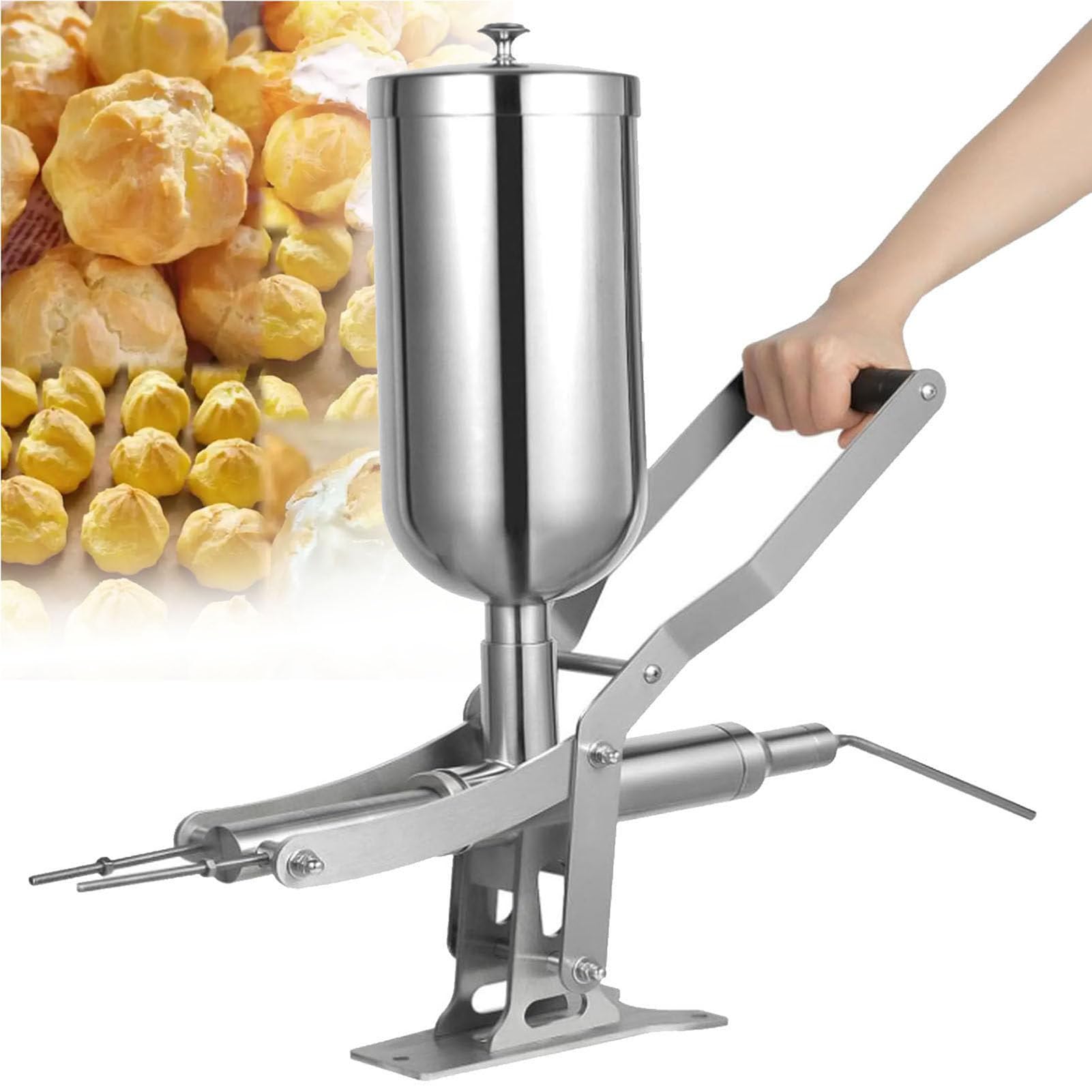 piudoiliy Latin Fruit Churro Jam Filling Machine 5L Stainless Steel Manual Filling Machine Cream Filler for Donuts Desserts