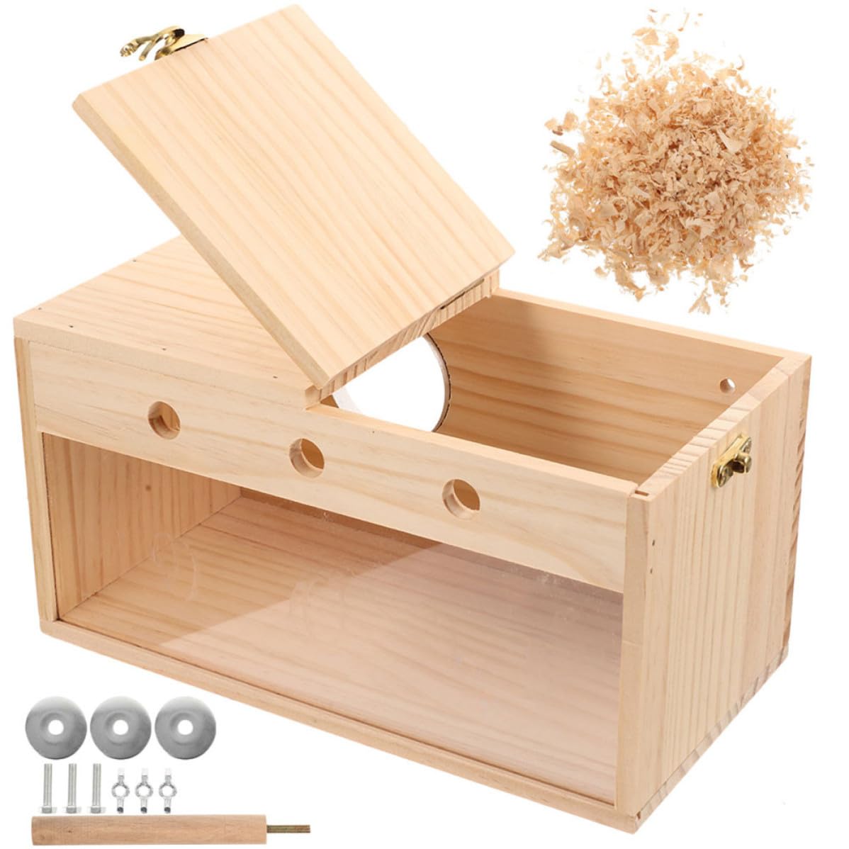 Nidos de pájaros para jaulas, Caja Colgante de Madera Beige para periquitos y Aves, Lugar Protegido y cálido para cría en Interiores y Exteriores
