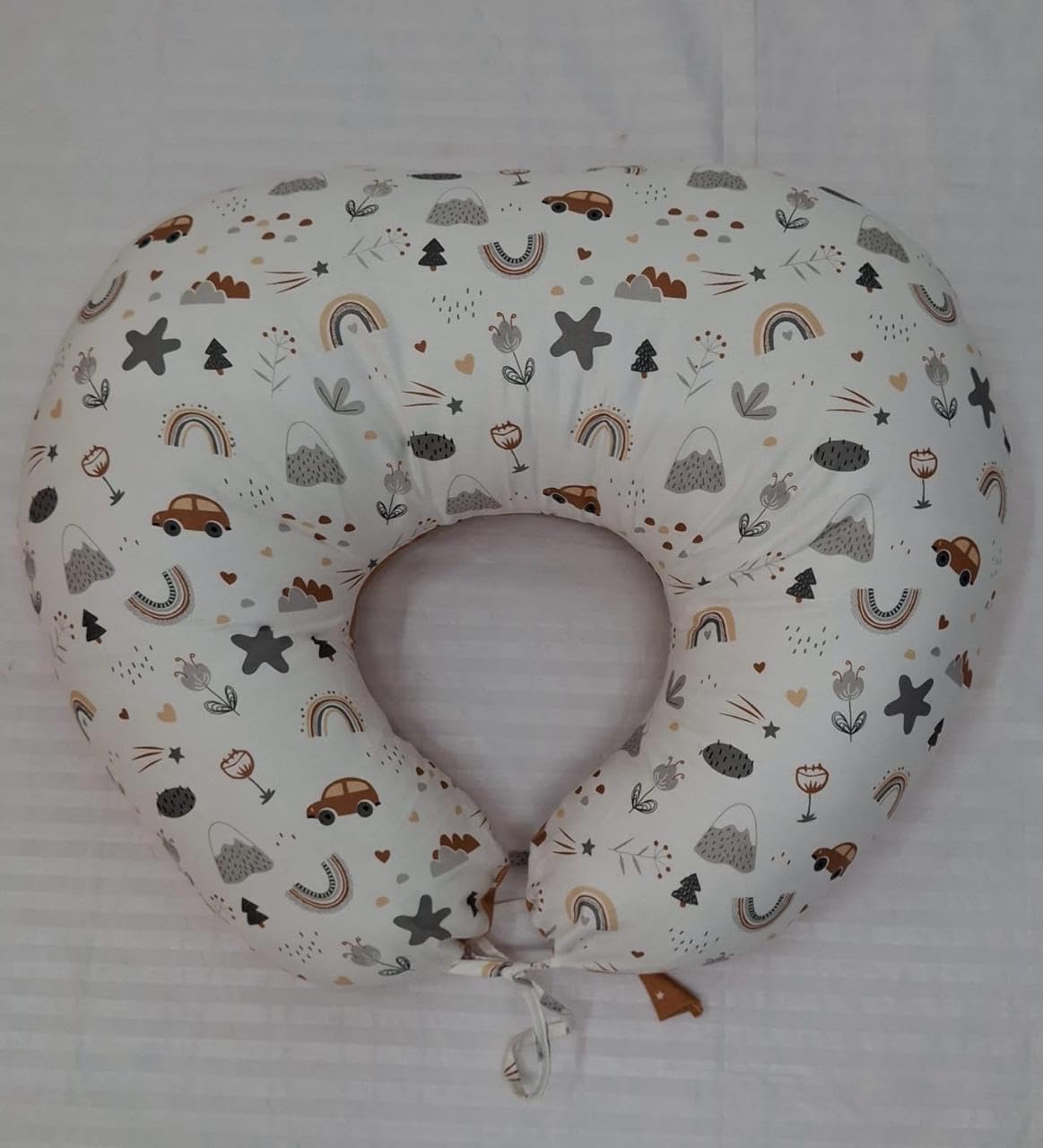 Multipurpose U-Shaped Nursing Pillow for Breastfeeding & Baby Support | Cotton Feeding Pillow with Cover | Adjustable Baby Positioning Cushion for Newborn, Infant & Maternity Use (White)-image-8