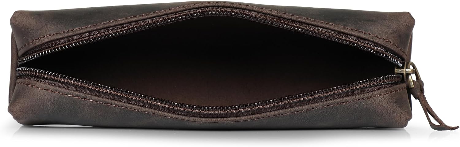 Londo Genuine Leather Zipper Pen, Pencil & Cosmetic Case