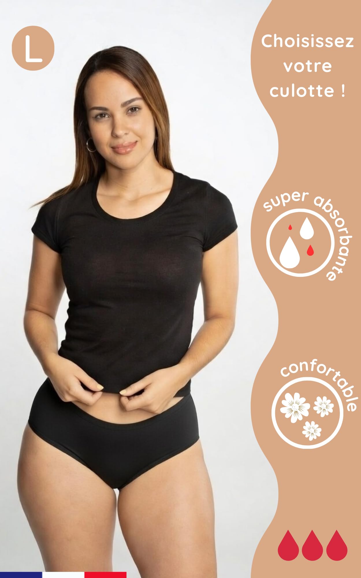 NoBlood - Culotte Menstruelle Super Absorbante XXS-6XL en Coton Confortable et Lavable Flux abondant | Boxer Shorty menstruel de règles - 4