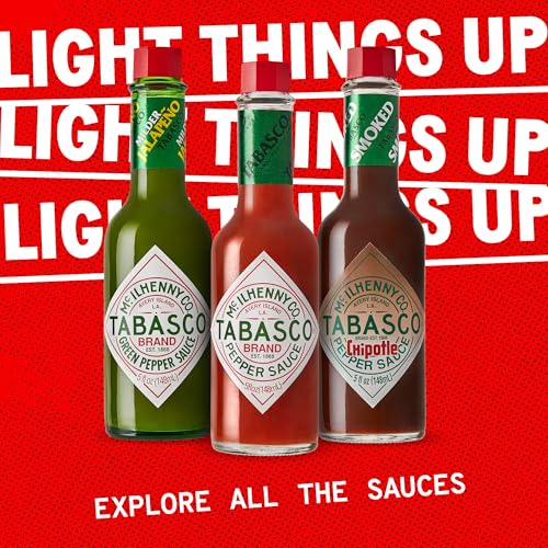 Image of TABASCO Brand Hot Sauce Variety Pack, Original Red + Green Jalapeno + Chipotle (Pack of 3), Classic Pepper Sauces for Every Cuisine in 5 oz Bottles, Mild to Smoky Heat Range