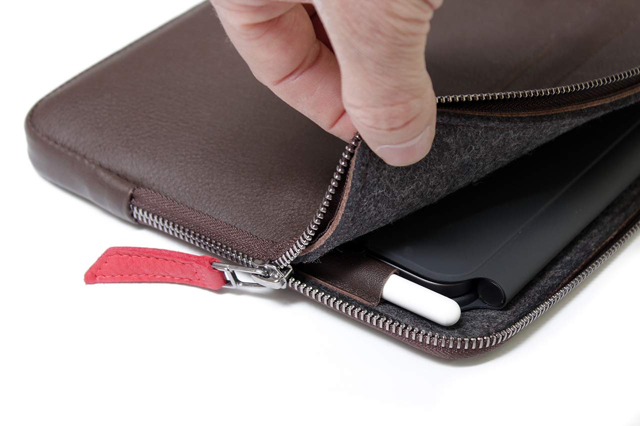 Pack & Smooch Etui Cuir Compatible avec iPad Pro/Air 11 | Cuir tanné végétal | Couleur Anthracite/Marron | Angus