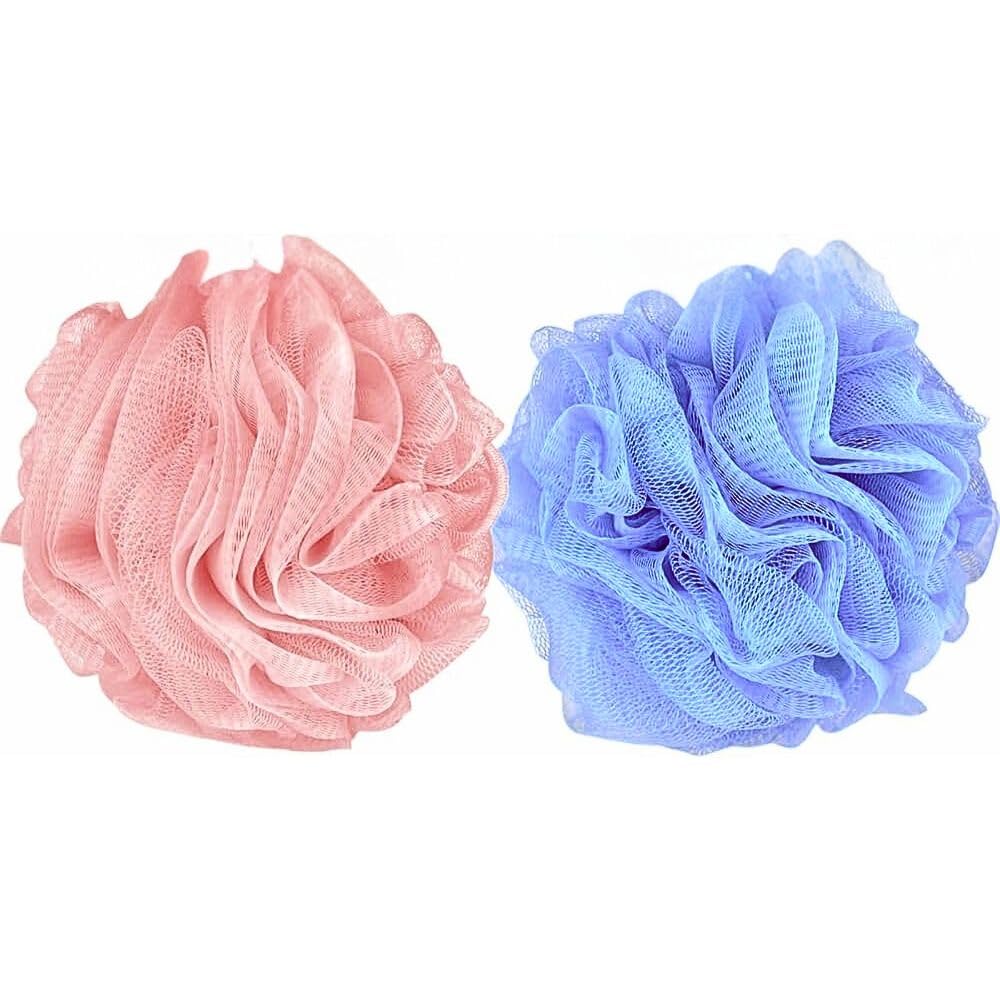 VIO® 2 Pack Large Fluffy Exfoliating Bath Mesh Ball - Soft Body Scrub Loofah Shower Sponge Pouf Scrubber Exfoliator for Body Cleansing (Assorted Womens)