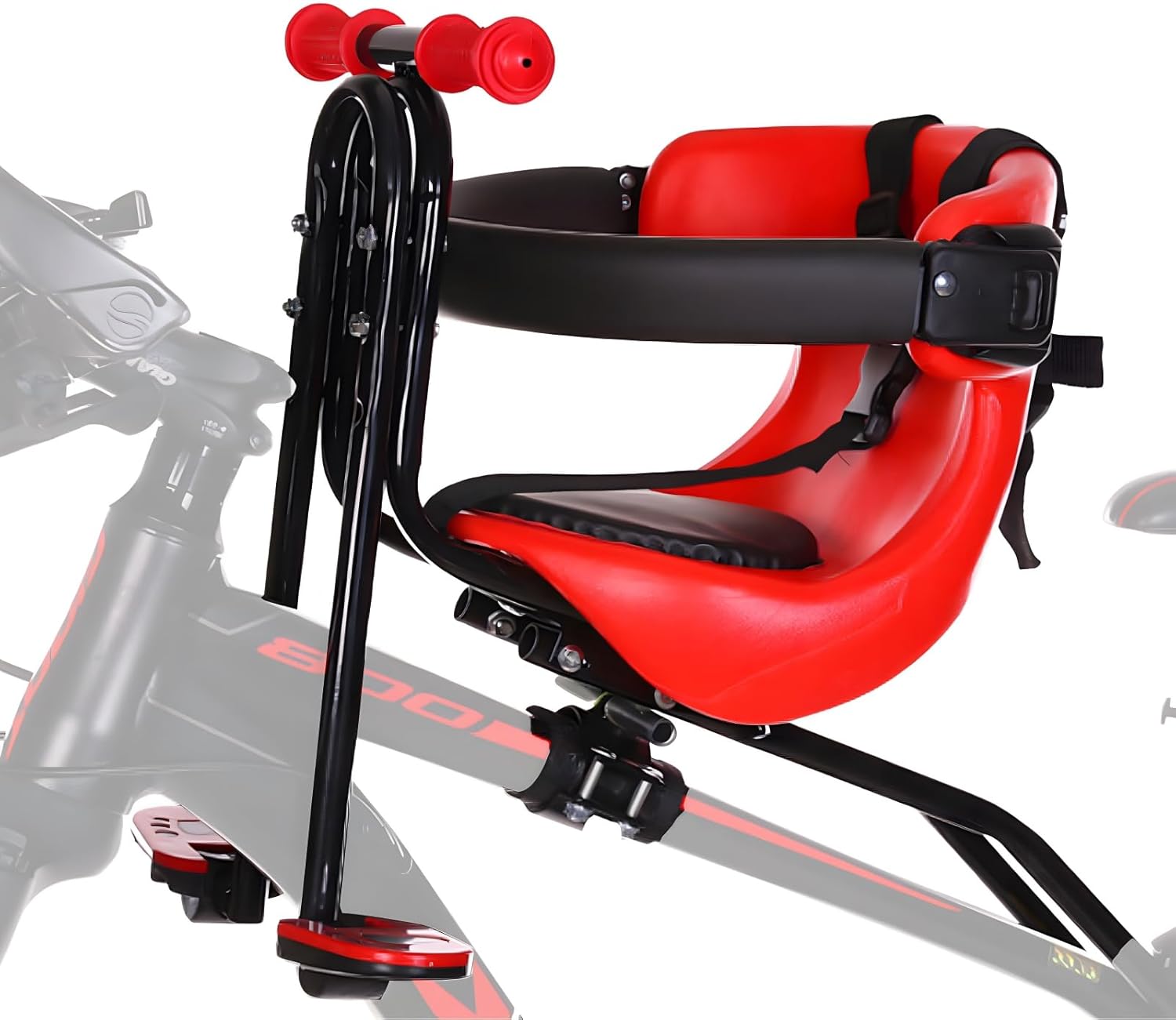 Kids Bike Seat Front Mounted Child Bike Seat with Handrail/Belt Child Bike Seat with Pedals Padde Adjustable Toddler Bike Seat for Kids Child Seat for Bike Safe and Comfortable