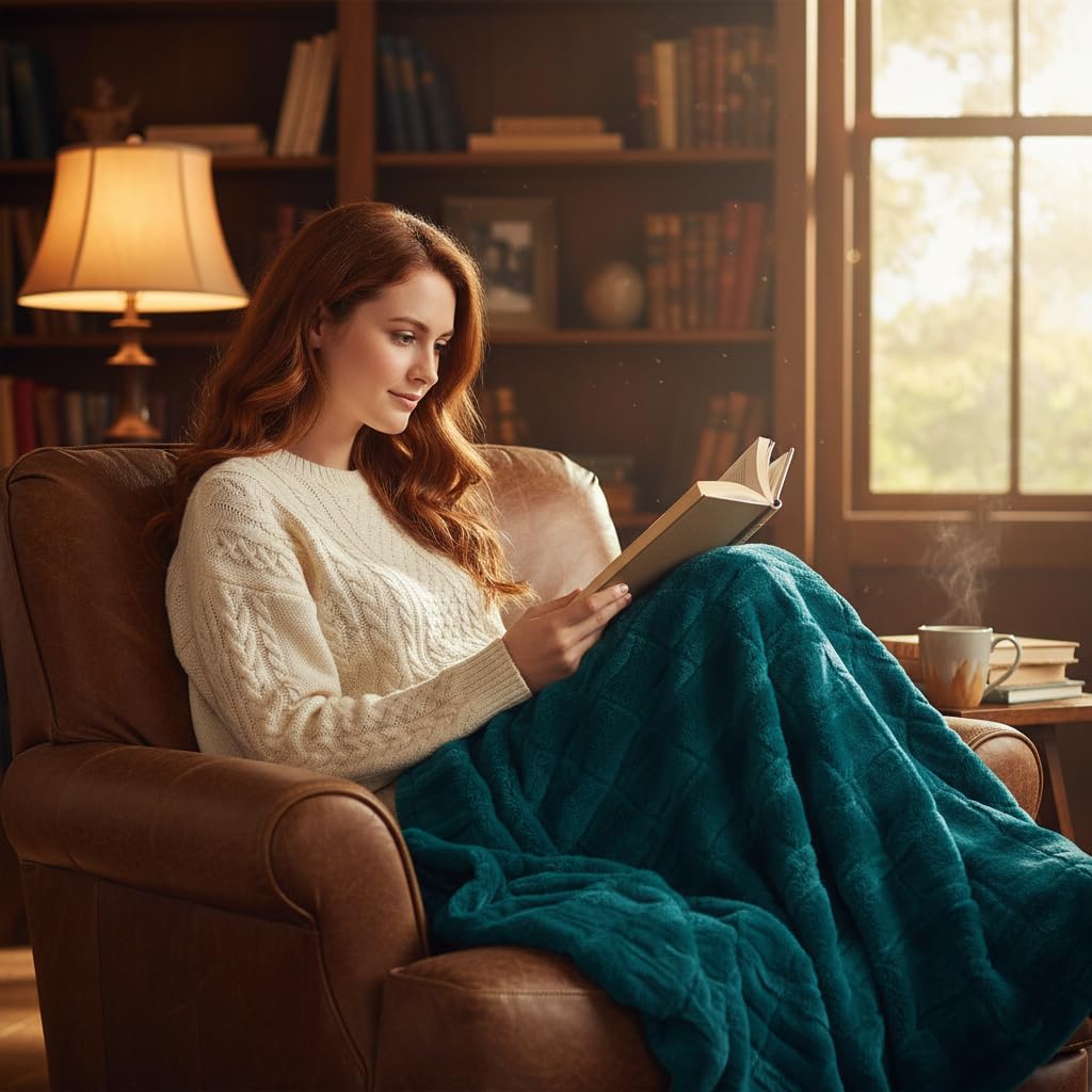 Home Soft Things Stylish Faux Fur Throw Blanket with Micromink Back, Breathable Throw for All Seasons, Cozy Warm Blanket for Bed, Sofa and Camping, 50"x60", Teal