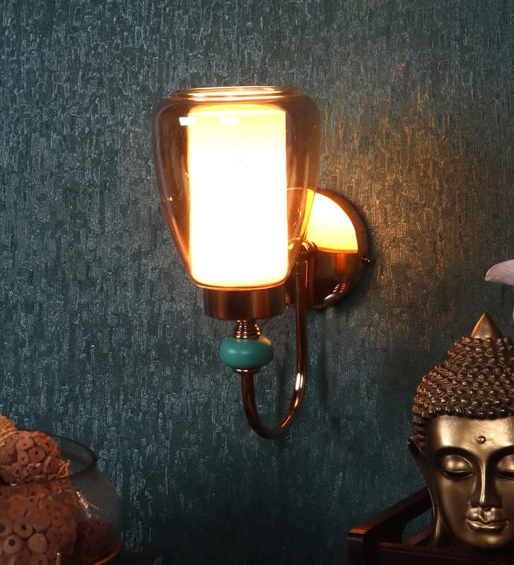 ELIANTE Bay Iron Wall Light | Glass Wall Lamp for Living Room, Bedroom, Dining Room, Kitchen | Without Bulb - S-411-1W | by Jainsons Lights