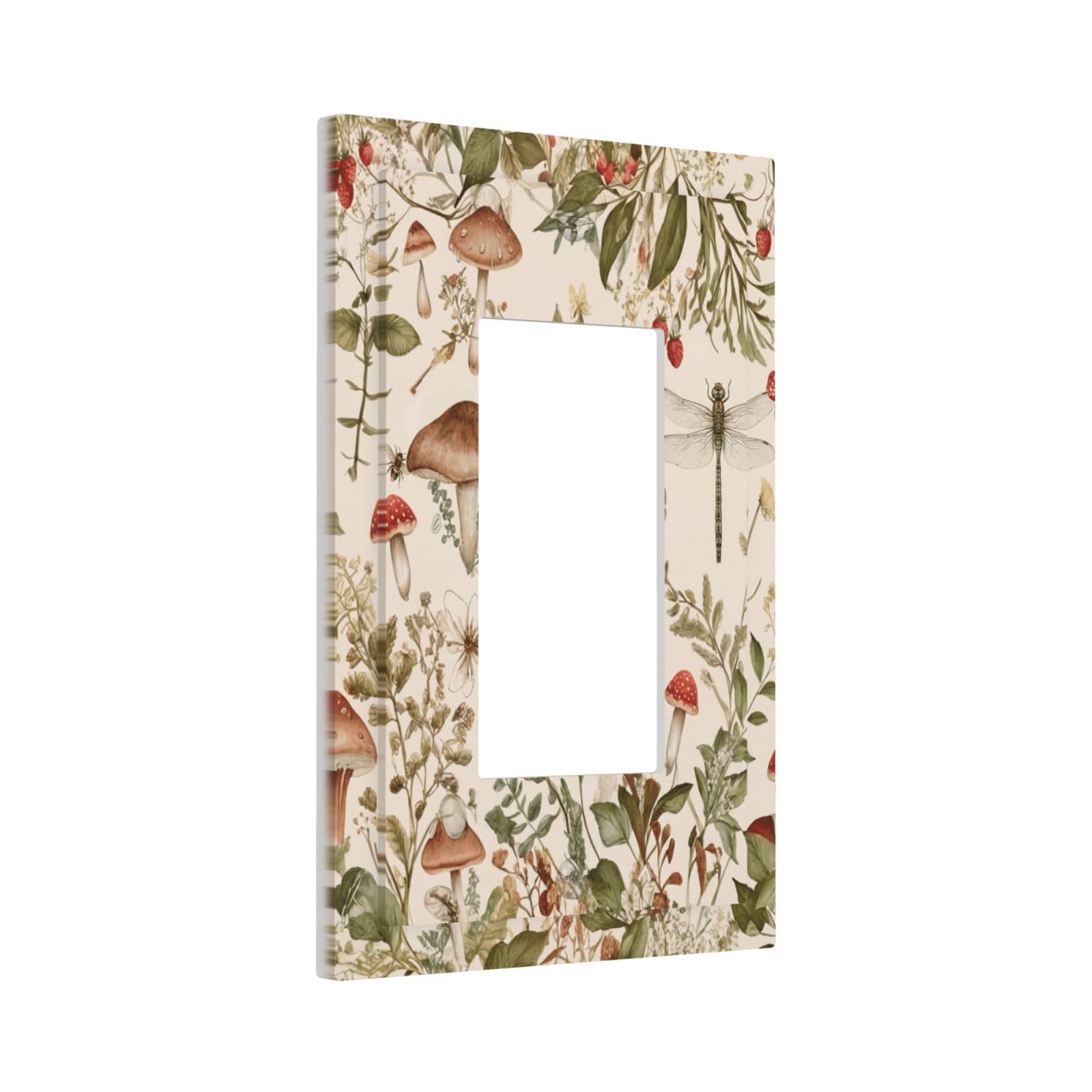 Sghxwp Outlet Covers Watercolor Mushroom Wildflower Single Rocker Light Switch Plate Vintage Botanical Dragonfly Bee Decorative 1 Gang Wall Plate Gfci Electrical Switchplate for Bathroom Home Decor