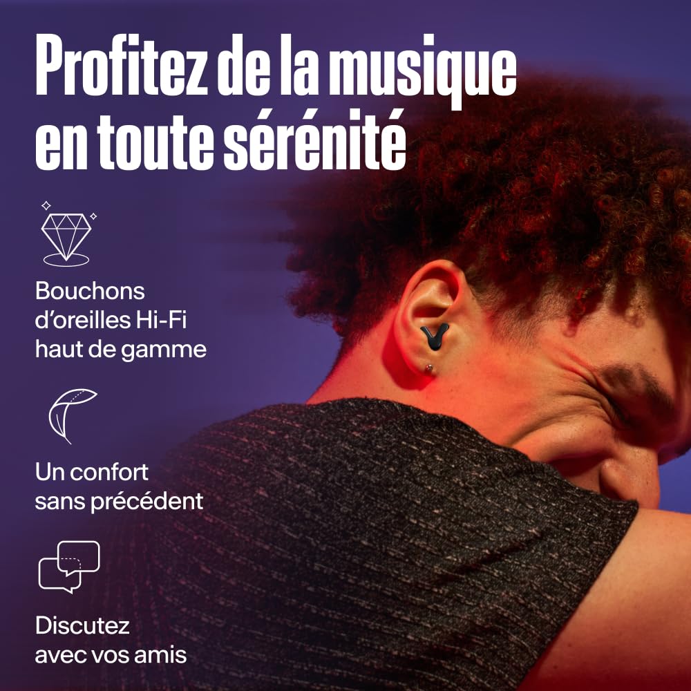 Alpine Tune Bouchons d'Oreilles Pour Concerts & Musique, Protection Auditive 19dB Certifiée, Réduction Du Bruit, Haute Fidélité, Boules Quies, 4 Tailles, Pour Festivals, Musiciens & Clubs, Noir