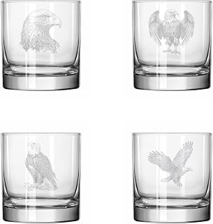 MIP Set of 4 Glass 11 oz Rocks Whiskey Glass Gift Bald Eagle Collection