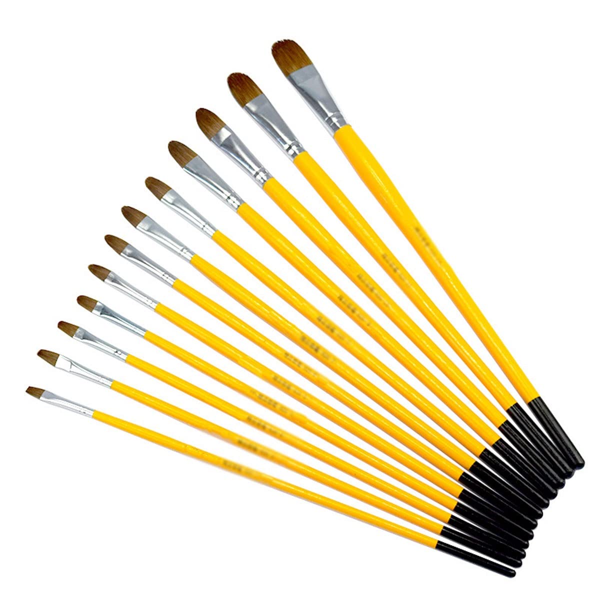 XBTGS Juego de 6 pinceles de pintura al óleo de cola larga con mango de madera, suministros de arte, acuarela, artículos de papelería, juegos de pinceles,