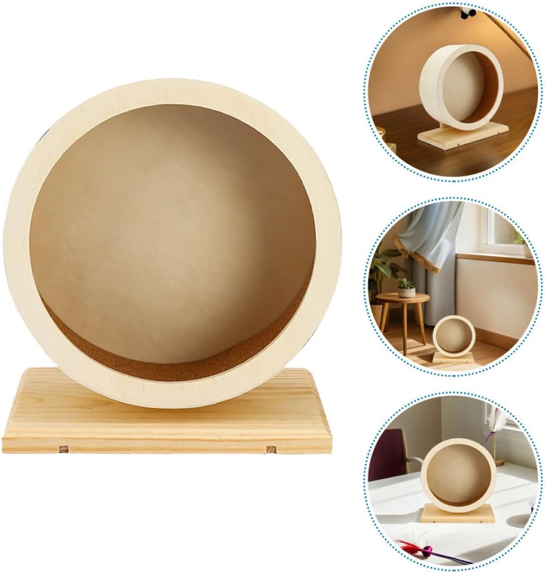 VALICLUD 2pcs Silent Hamster Exercise Wheel with Wood Frame and Soft Cork Liner, Medium Size Running for Hedgehogs, Dwarf Hamsters, and Guinea Pigs Cage