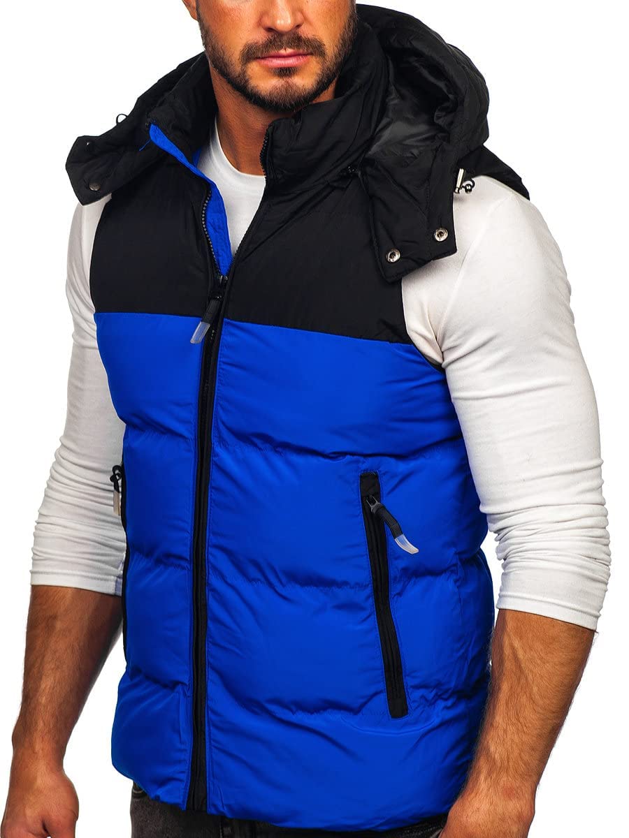 BOLF Uomo Gilet mezza stagione Autunnale Primaverile Trapuntato Cappuccio a zip Piumino Cerniera lampo Tempo libero Sport Fitness Basic Outdoor Style Mix 1U1