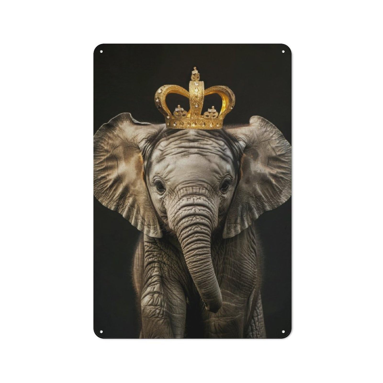 Junmoney Elephant Cute King Metal Wall Sign 30X20cm Featuring For Home Bar Wall, For Themed Interiors In Home Bars And Entertaining Spaces