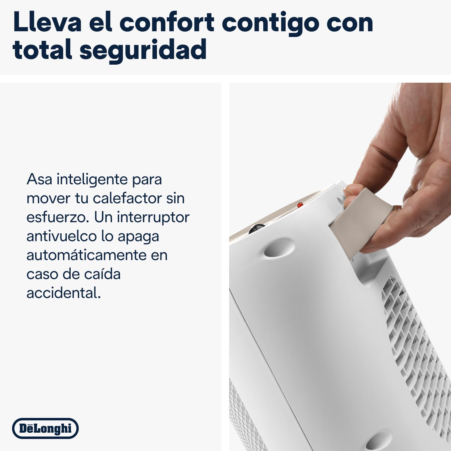 De'Longhi Capsule You&Me HFXR40T20.WB, Calefactor Quiet con Diseño Funcional, Temporizador 24h, Control Digital y Remoto, Termostato de Seguridad, 2 Niveles de Potencia, 2000W, Blanco/Beige
