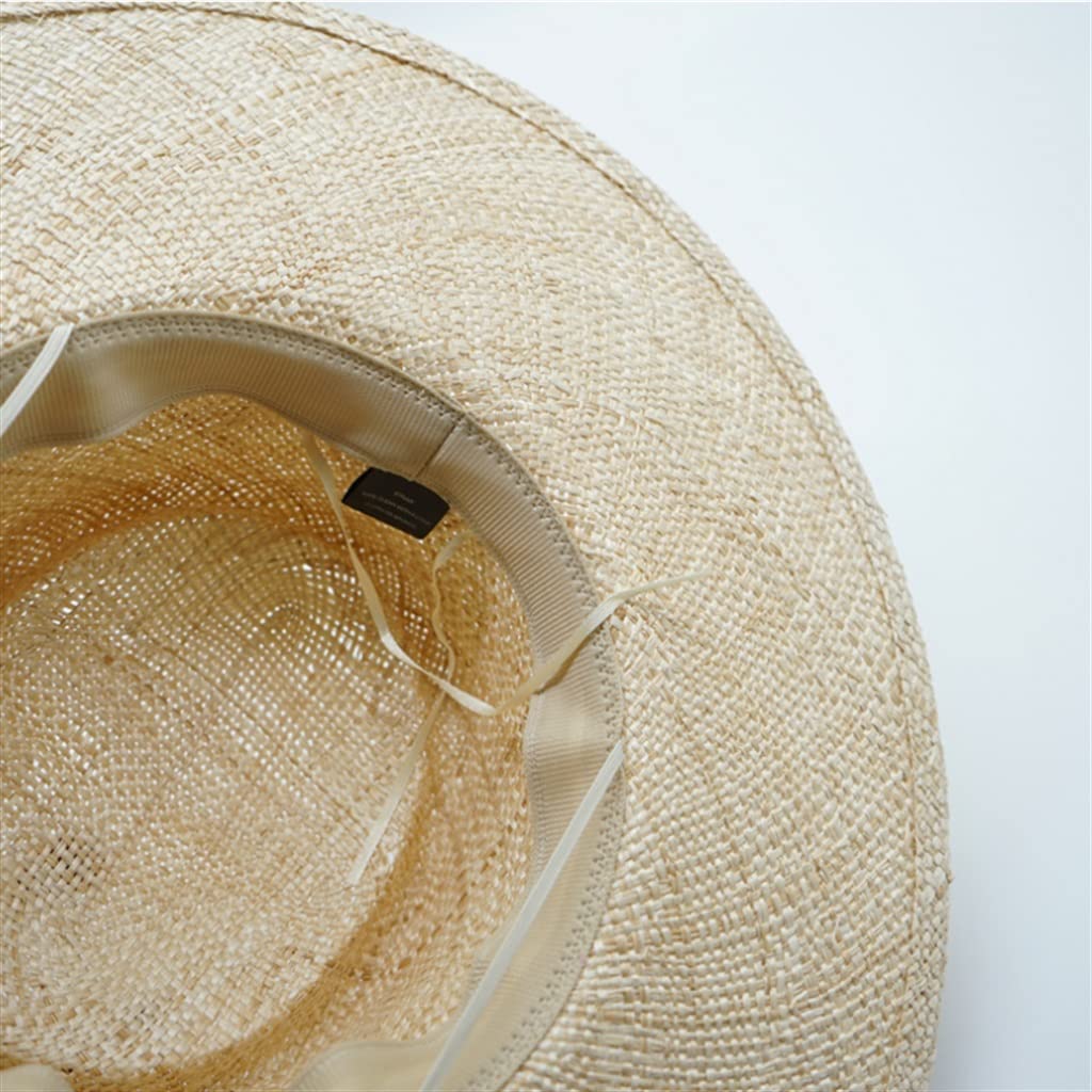 Cappello a Cilindro a Tesa Larga Francese Retro Holiday Treasure Grass Cappello di Paglia da Viaggio Parasole Estivo da Donna