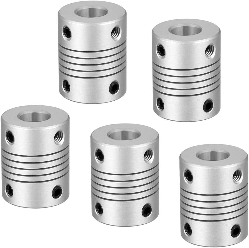 RANIT 5Pcs 10mm to 10mm Shaft Coupling 25mm Length 19mm Diameter Stepper Motor Coupler Aluminum Alloy Joint Connector for 3D Printer CNC Machine DIY Encoder