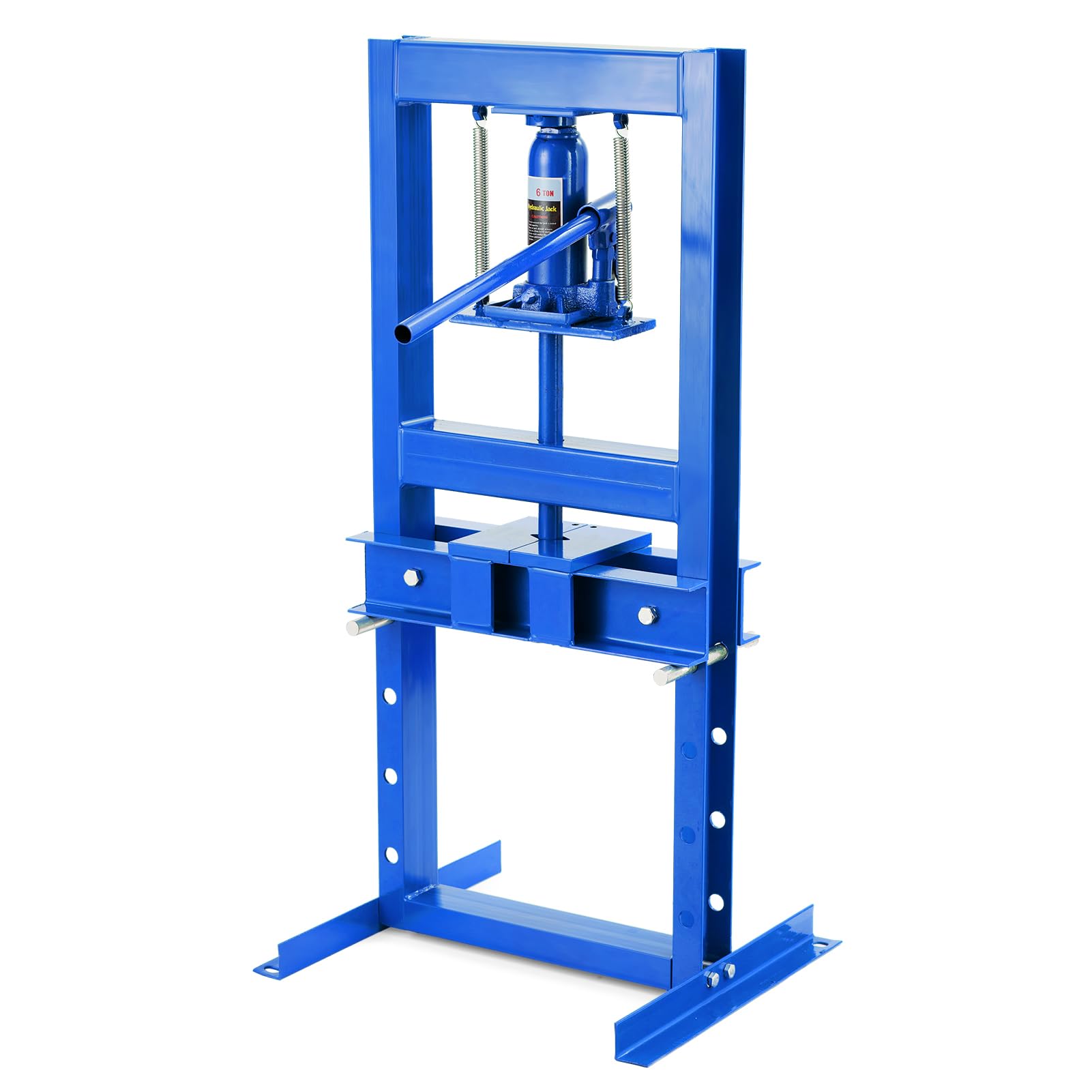 Prensa Hidráulica de Taller 6T, Prensa de Bastidor H Autoportante con Placas Ajustables para Taller, Garaje y Reparación Industrial, Azul