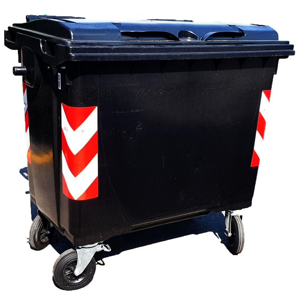 Cassonetto per la raccolta differenziata rifiuti, capacità 660 Lt, certificato UNI EN 840, coperchio piano, colore nero