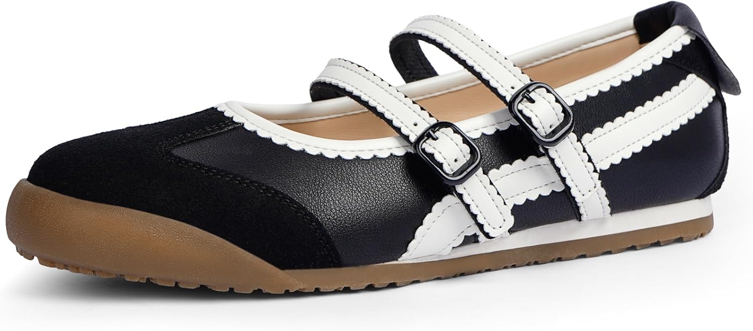 Tigeridea Fashion Sneakers for Women Mary Jane Shoes Comfortable Flat Two Strap Flat Shoes