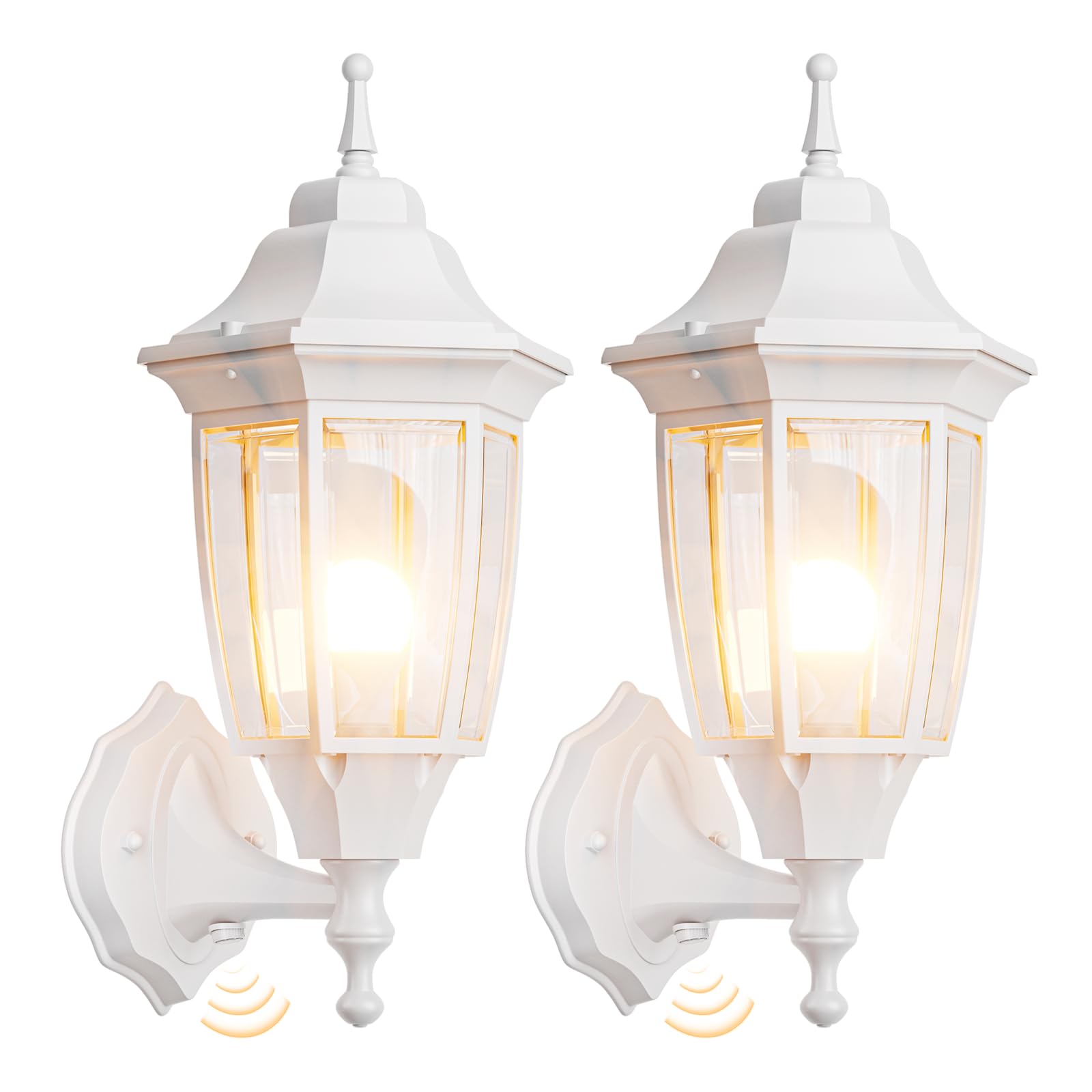 EMART Dusk to Dawn Outdoor Porch Light, Exterior Anti-Corrosion, Waterproof Aluminum & Glass Shades Wall Lamp Fixture, Modern Sconce Lantern for Yard,