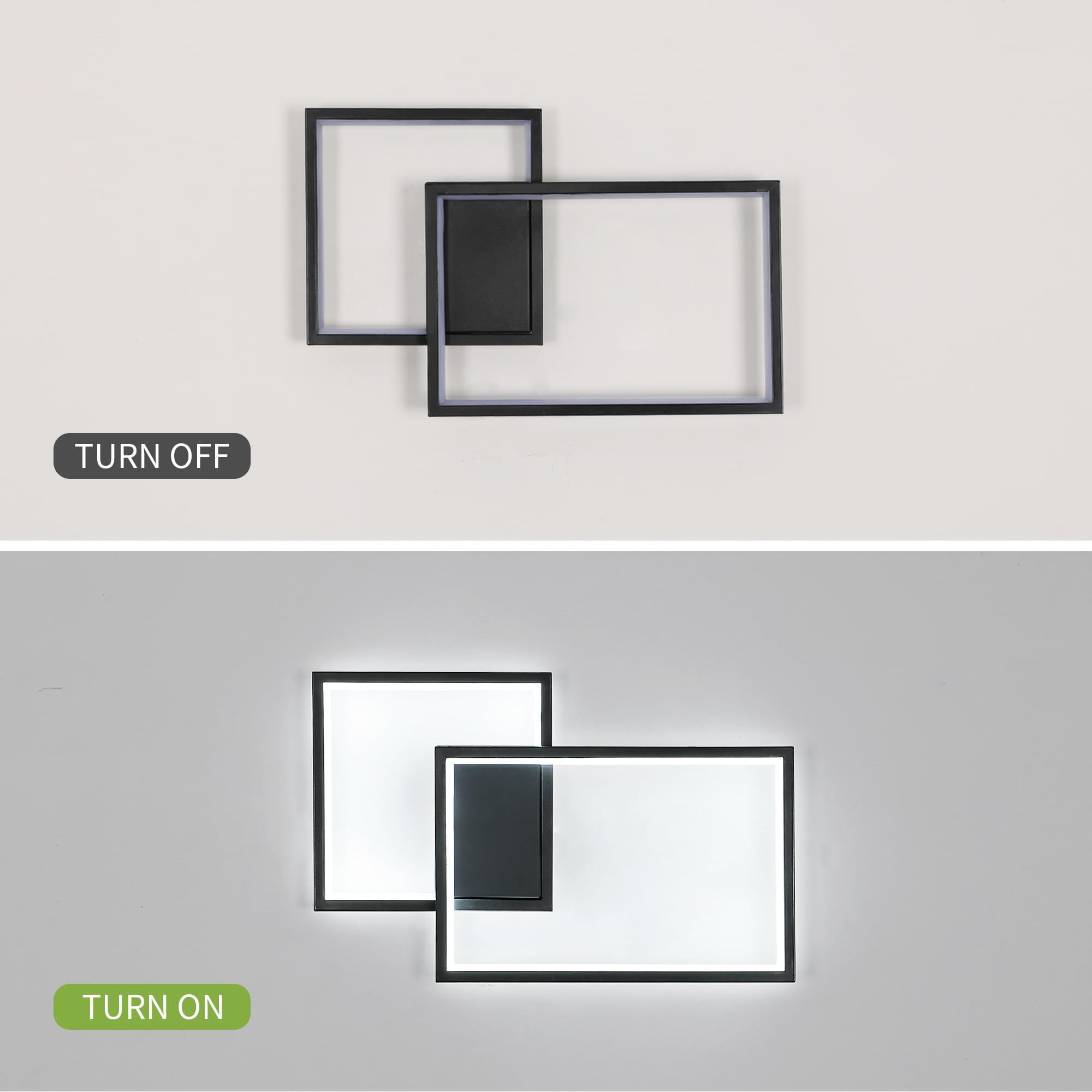 Tealight Applique da Parete Interno, 34W 3825LM Lampada da Parete Moderno, Camera da Letto Lampada a Muro Luce Fredda 6500K per Soggiorno Corridoio Scale, Nero 41CM