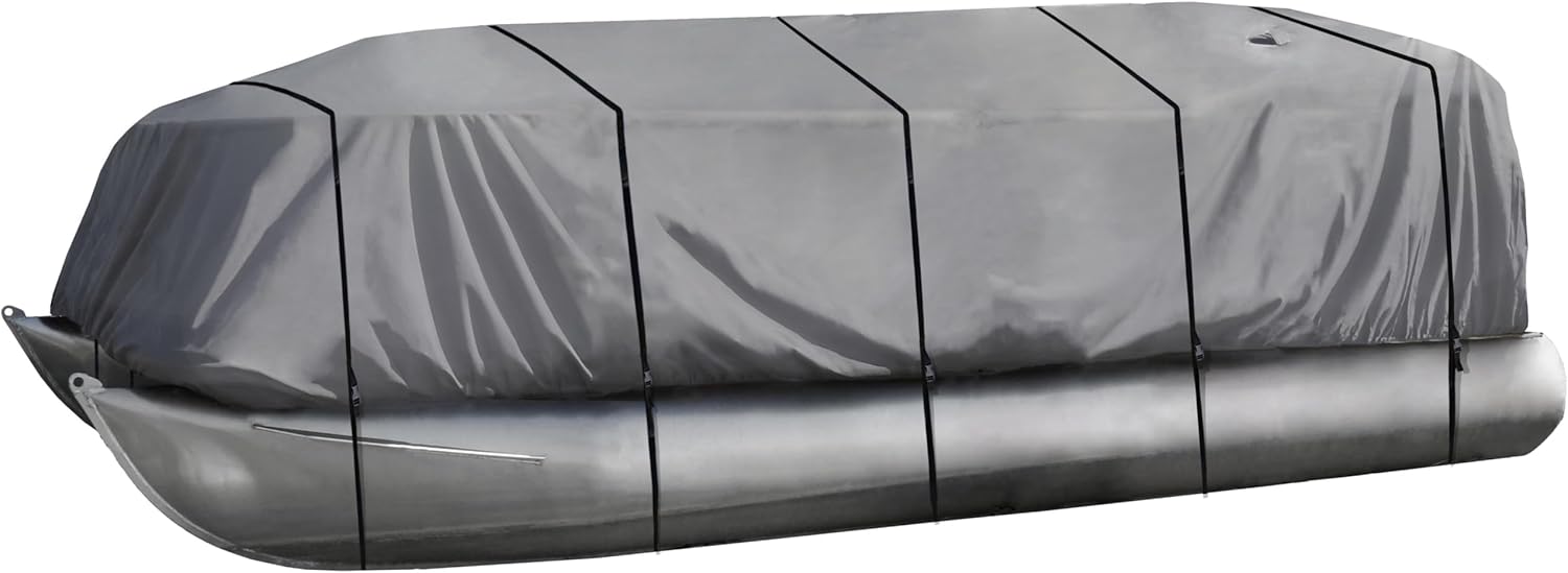 RPS Outdoors 02-8840 DT Series Heavy Duty Trailerable Boat Cover - Fits 17'-20' | Beam Width to 102" | Pontoon Boats
