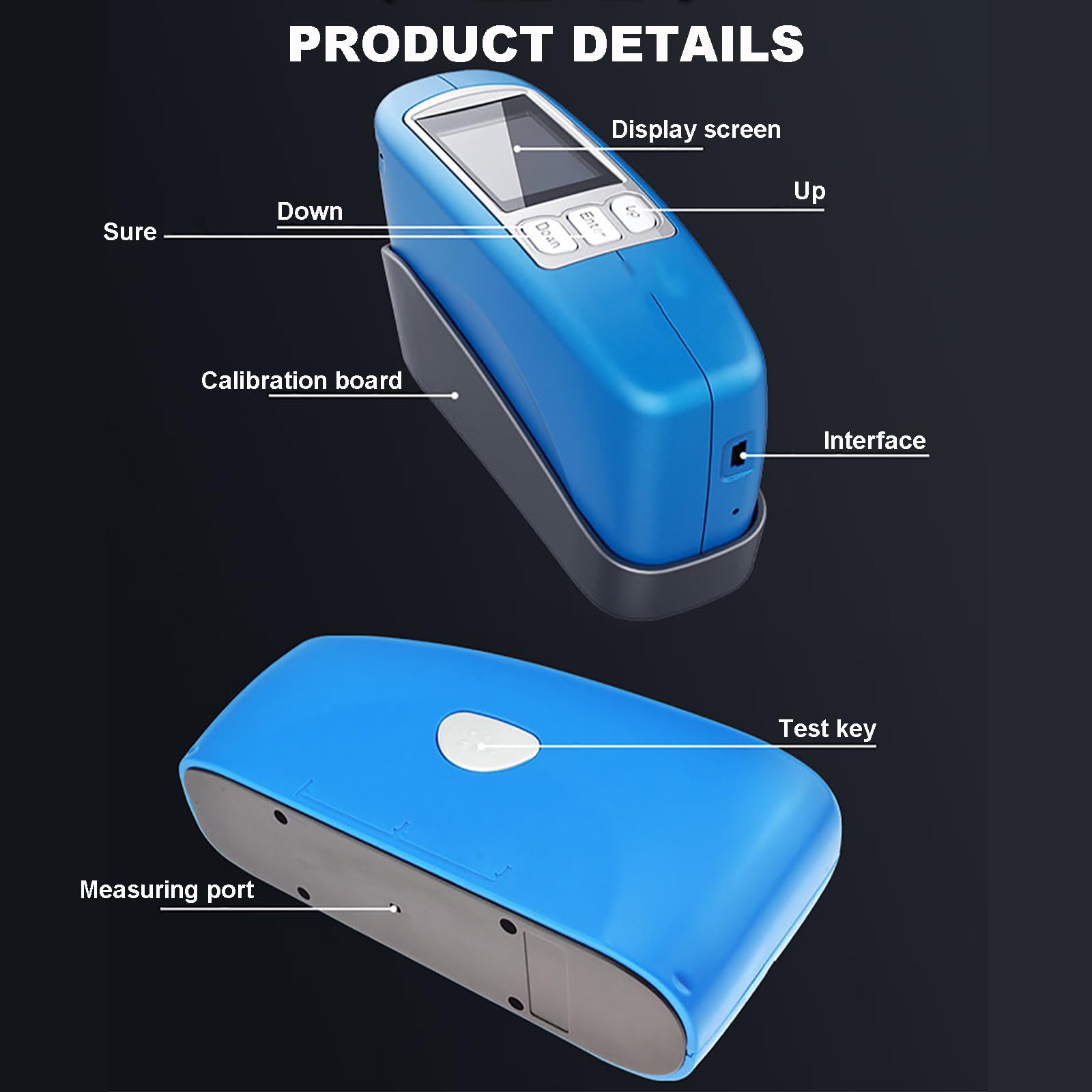 Medidor de Brillo EconóMico BrillóMetro 0-2000 GU CalibracióN AutomáTica para Pinturas Tinta CeráMica MáRmol Single-Angle