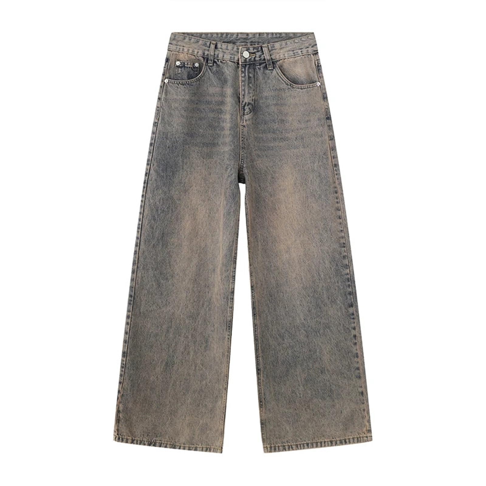 Men's Baggy Jeans Worn Out Loose Wide Leg Denim Pants Chic Distressed Streetwear Vintage Male Trousers