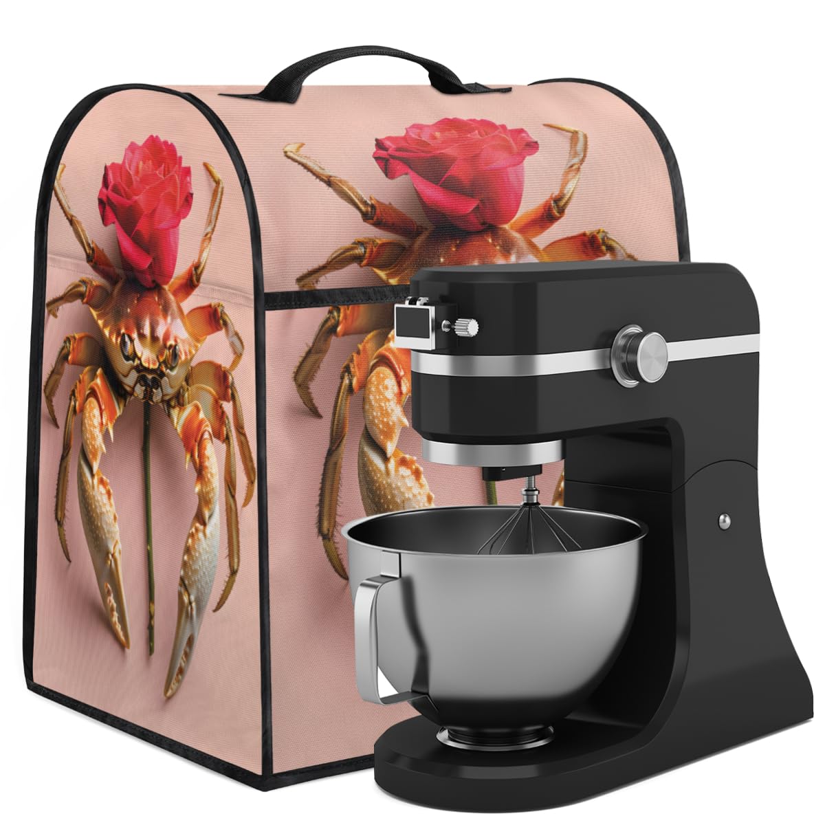 Coffee Maker Cover Rose Crab Kitchen Appliance Covers Small Appliance Covers Blender Cover Juicer Cover Dust Covers for Kitchen Appliances with Top Handle and Pockets,Washable,B451