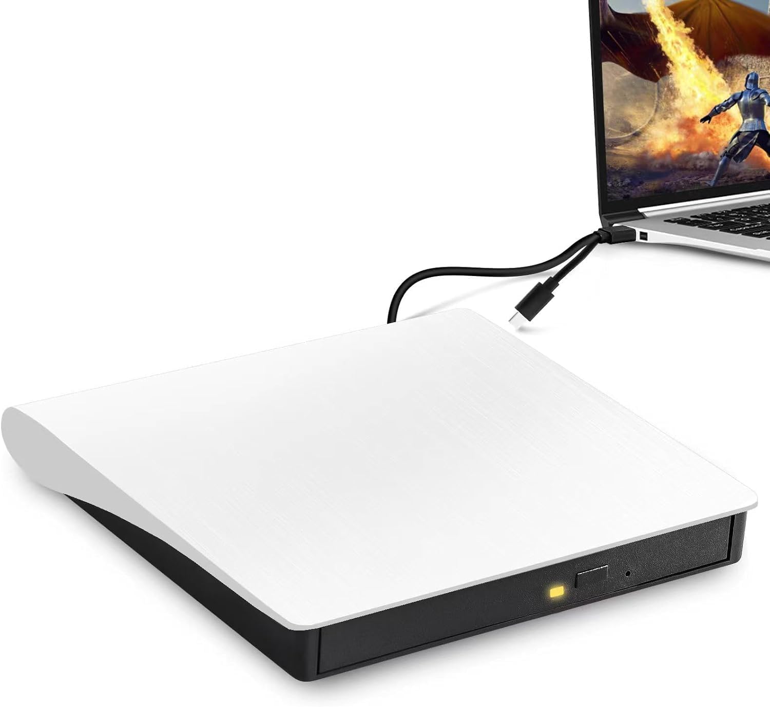 – NALACAL External CD/DVD Drive, USB 3.0 Type C Portable DVD Player for Laptop, Extended Cable Power Line, CD Burner External Disk Drive Optical Compatible With Desktop PC