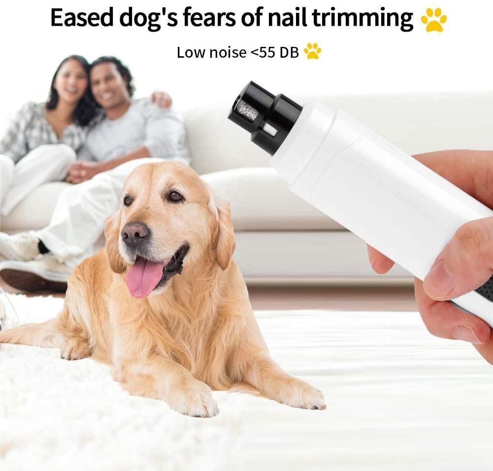 Trimmers de Clavo para Perros, Recortadora de Clavos de Mascotas, bajo Ruido, USB Recargable 2 velocidades Mascotas eléctricas Nail Archivo Patas indoloras Aseo para Todos los tamaños Perros