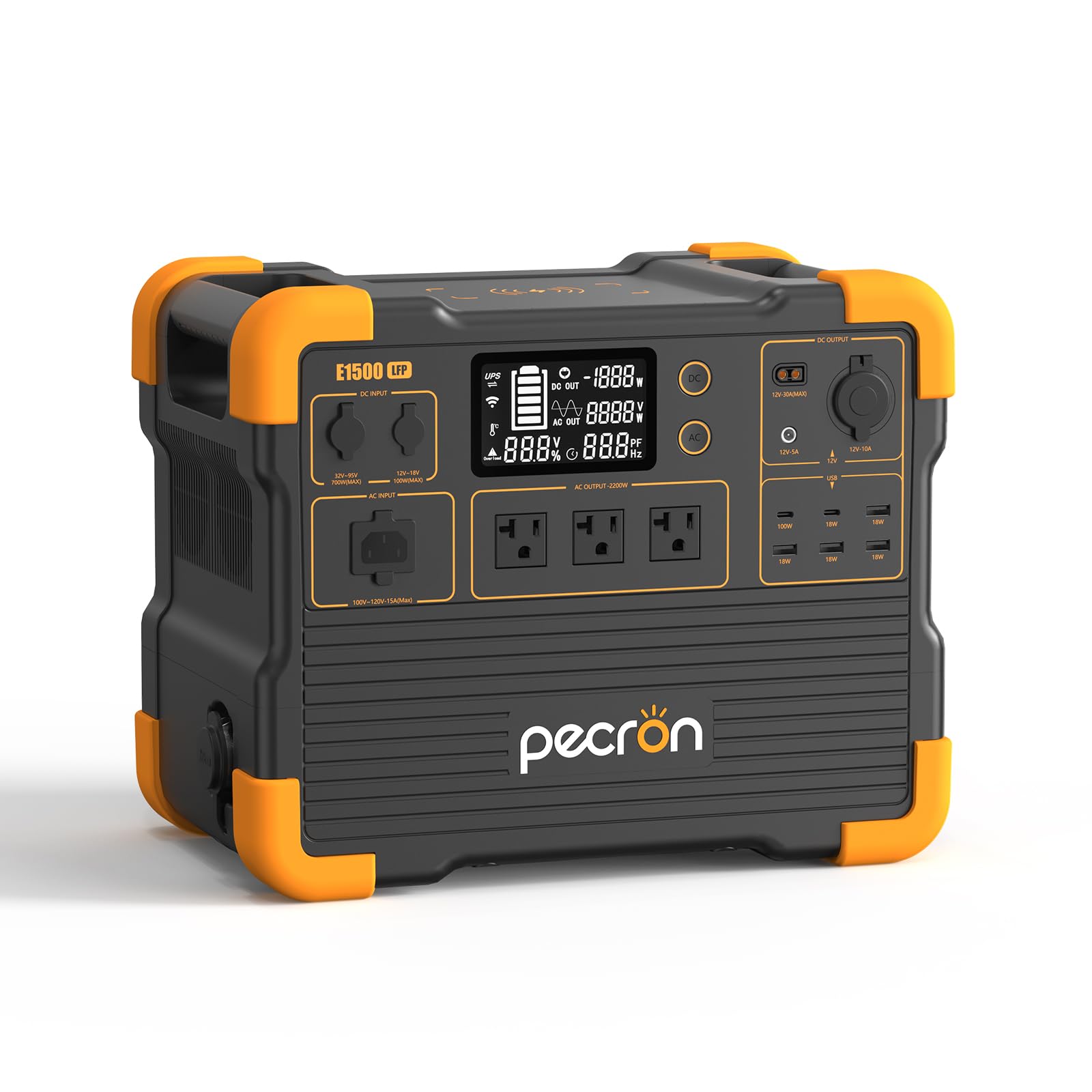 pecronPortable Power Station, E1500LFP Solar Generator 1536Wh, 2200W LiFePO4 Battery Backup, Fast Charging Power Station for Home use, RV, and Outdoor Camping