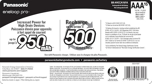 Miniatura 3 de Eneloop Panasonic Pro NiMh AAA Baterías 1.2V 16pk recargable y cargador de batería rápido de 4 horas con 4 luces indicadoras LED